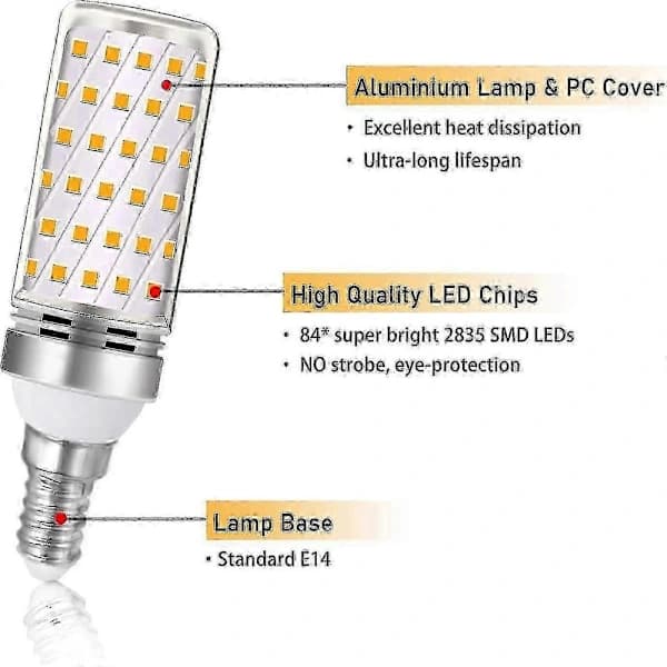 Varmvit E14 LED-lamppu 16W 3000K 1600LM sisäkäyttöön