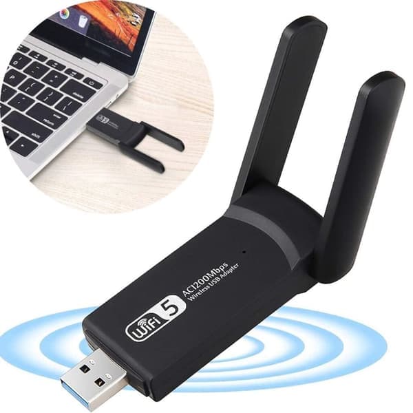 USB Wi-Fi-adapter 1200 Mbps, USB 3.0 Dobbelbånd 2.4G/5 GHz - Windows/Mac/Linux
