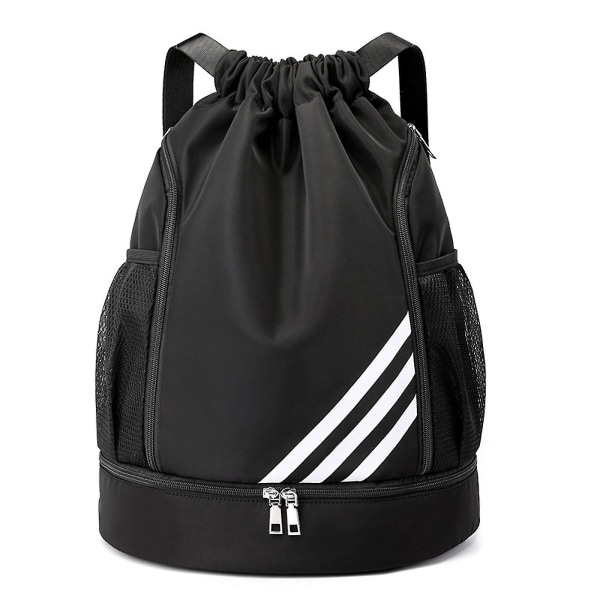 2023 Ny ryggsäck med dragsko Sportgymnastikväska med inre fack och två vattenflaskhållare Black