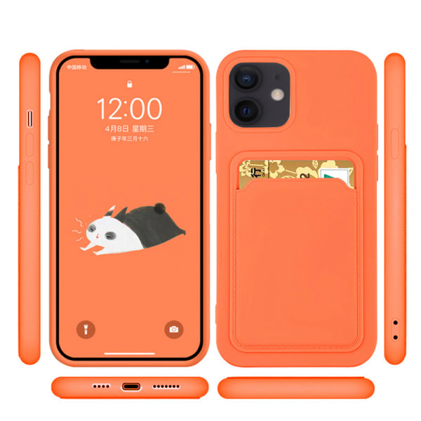 TG iPhone 11 - Praktiskt och stilrent FLOVEME Skal med Korthållare Orange/NC/