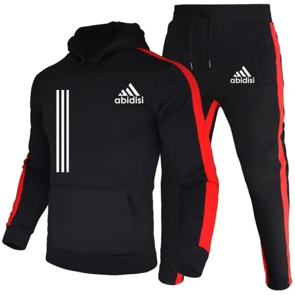 2-delt herre tracksuit 2024 høst vinter jogging sportsklær sett sweatshirts hettejakker jakker og treningsbukser herreklær rød H S