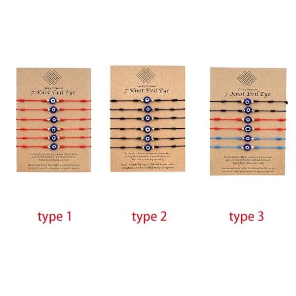 6-pack turkosa armband med lyckoslinga