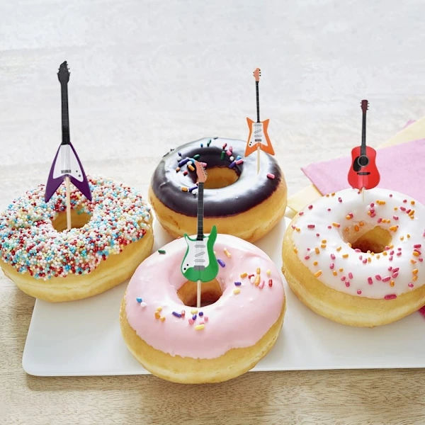 24 st Gitarr Cupcake Toppers Gitarr Festdekorationer Födelsedag