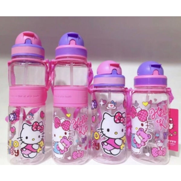 350/500 ml barn tecknad dricksvattenflaska Halmkopp med axelrem OneSize Hello Kitty 350ml(Pink Cover)