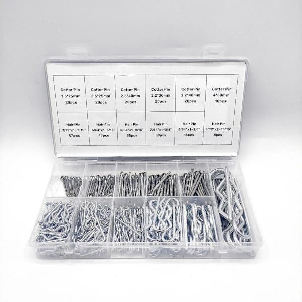 300 Stykker Saksesplint Sortiment Kit Wave R-Klemmer Festesplint