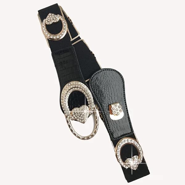 Bling Bling Diamantbælte Rhinestone Spænde Taljebånd SORT sort
