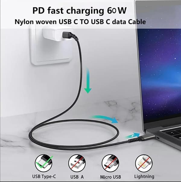 USB-C - USB-C -kaapeli 5A/20V PD 100W Musta 2 m