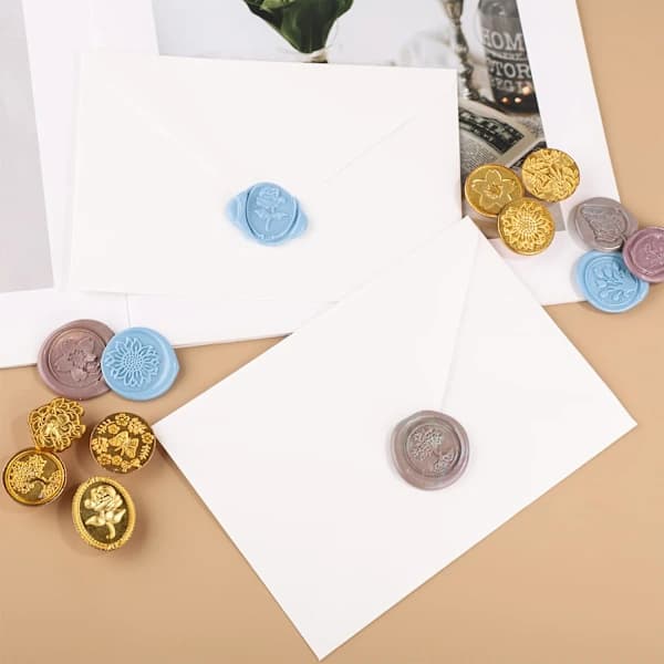 Voks Segl Stempelsett, 10 stk Seglvoks Stempelhoder (Gull)