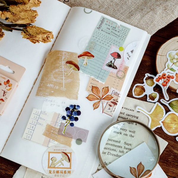 [NT] Sett med 46 simuleringsplanter serie klistremerke Akvarell Scrapbooking Dekal Pakke Dekorativ samling for DIY Album Dagbok