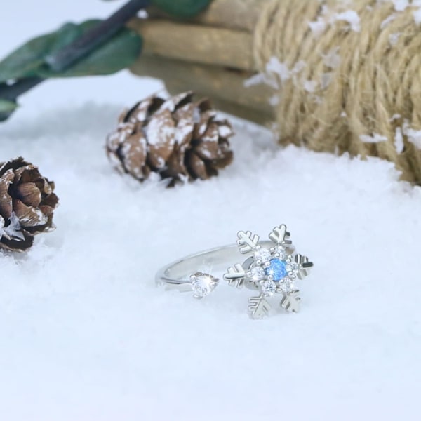 3×3×0,3 cm Sølvring til Kvinder, Snefnug Jule Ringe til Teenagepiger, Fidget Ring til Datter fra Mor, til Min Datter