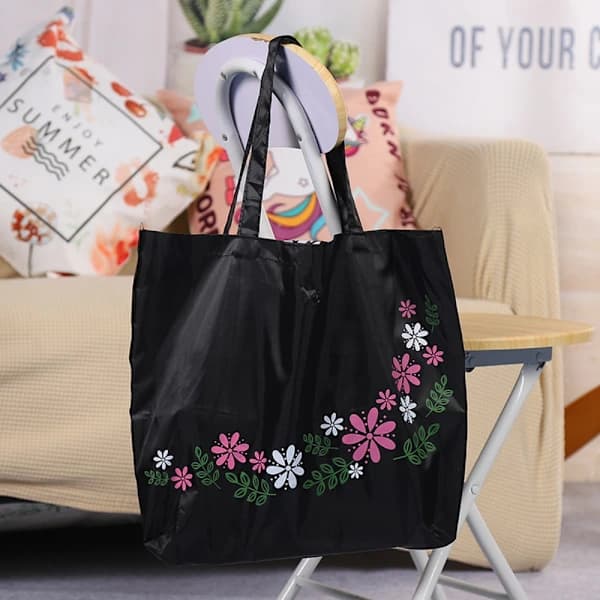Vikbar Handväska Casual Blommig Shoppingväska KAFFE Kaffe