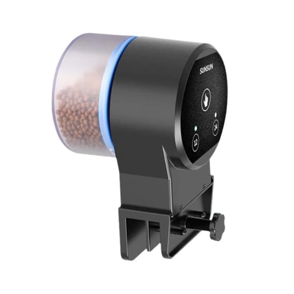 Automatisk Fiskefoderautomat Med Justerbar Timer Foderdispenser til Akvarium Tank Fisk og Skildpadde Sort