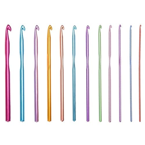 12-pack virkkuukoukkuja eri kokoja: 2mm - 8mm