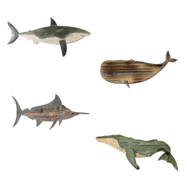 Trävalväggdekor, väggkonst Dekorativ valfisk, skulptur för valvägg Heminredning, kustnära havet Havsdjursskulptur tuna