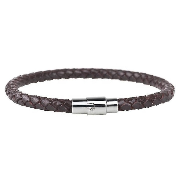 Grossist 5 mm sølvlås Flettet ægte læderarmbånd til mænd, børn, herrer