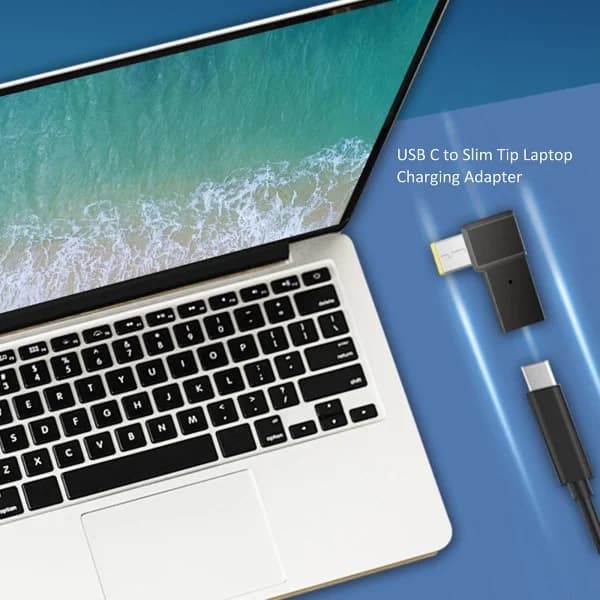 USB C til DC Slim Tip Square Jack Plug Converter for Lenovo ThinkPad Laptop, 100W PD hurtigladekabel
