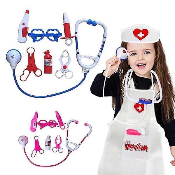 7 st simuleringssjukhus låtsaslek doktor för barn rollspel leksak Blå