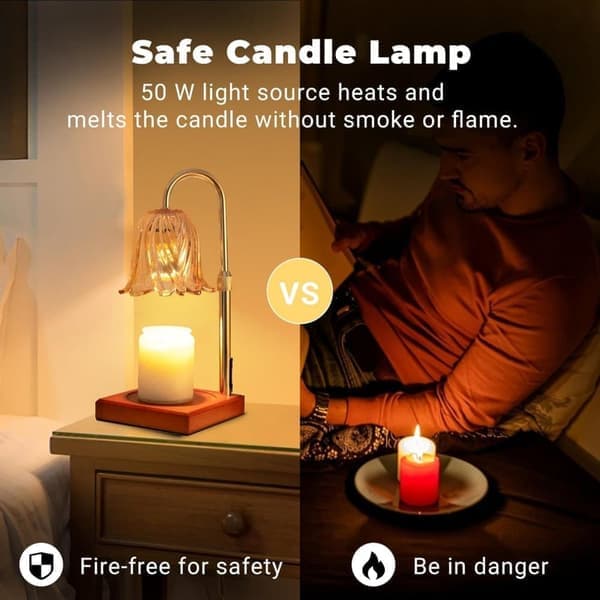 Table Lamps Candle Warmer with Timer - Dimmable Lamp Base & Wax Warmer, Perfect as Table and Bedside Lamp