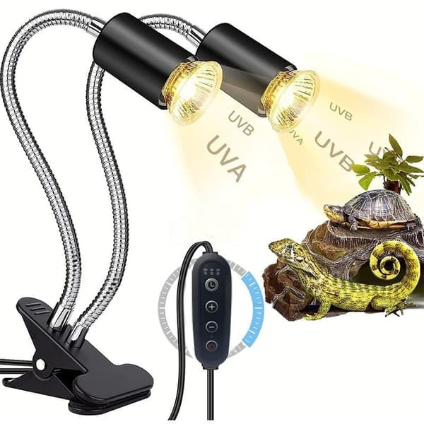 [NT] Dobbelt varmelampe til terrarium / UVA-lampe til krybdyr 0
