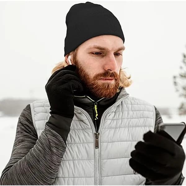 Black Beanie - Mjuk Vintermössa - Manschettmössa