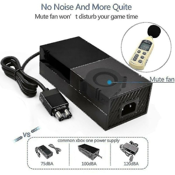 Xbox One strømforsyning, [Oppgradert versjon] Xbox AC-adapter erstatningslader strømkabel for Microsoft Xbox One, spenning 100-240V