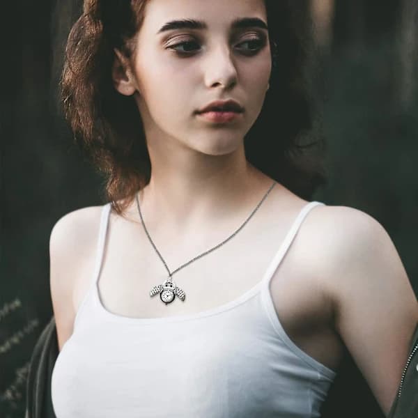 Retro Sølv Glidende Ugle Lommeur Halskæde Trøje Kæde