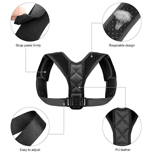 Holdningsvest for holdningskorrigering Svart L l Black