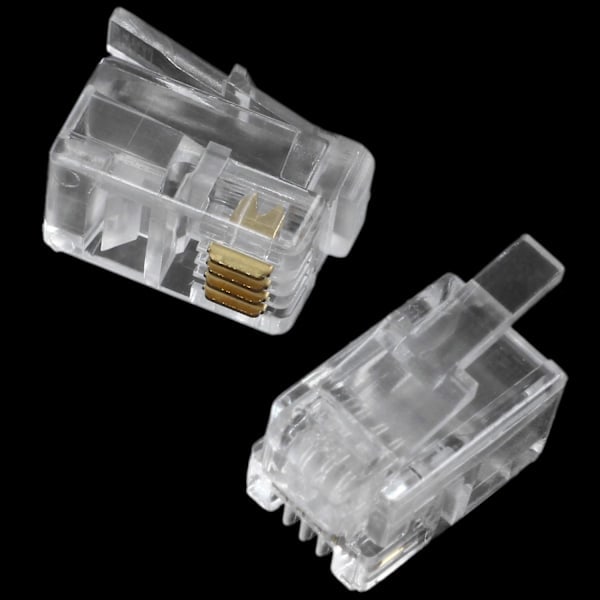 Gennemsigtig plast 30 stk 4P4C-stik RJ9 telefonadapter_ NN