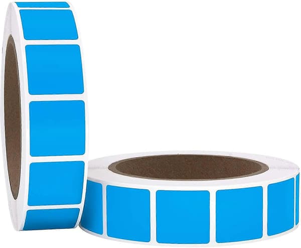 1\" Square Color Coding Labels on Roll, 2000 Stickers Per Roll, 1 Inch X 1 Inch Bright Bl Bright Blue 1 * Square