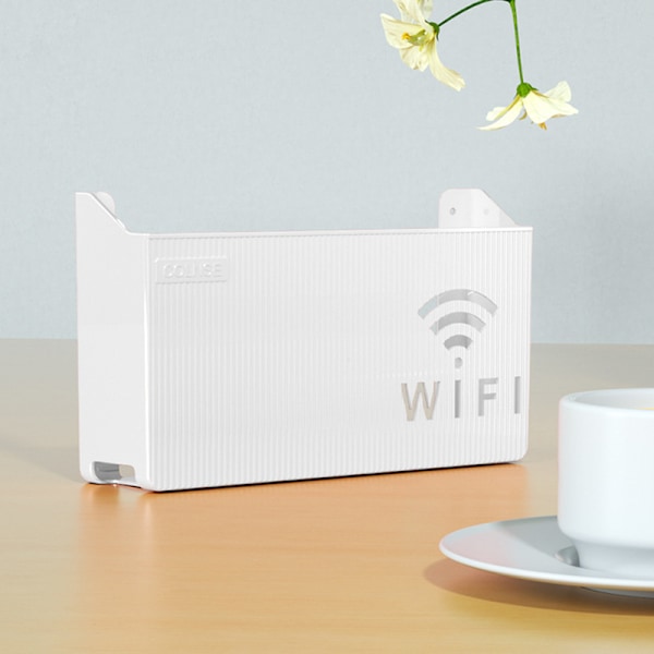 Trådløs Wifi Router Hylde Opbevaringsboks Vægmontering ABS Organizer White