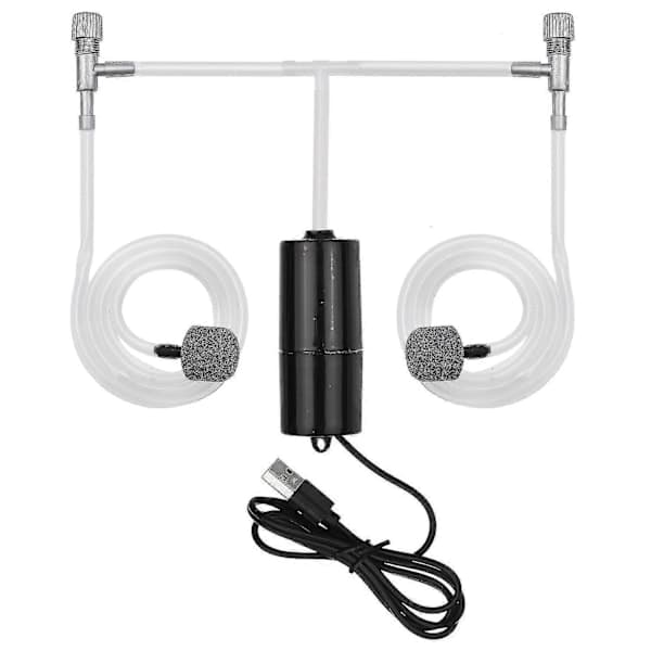 Akvarium USB Luftpump Liten Syrepump Med 2 Luftstenar Slang Hängande Spänne För Akvarium Utomhus