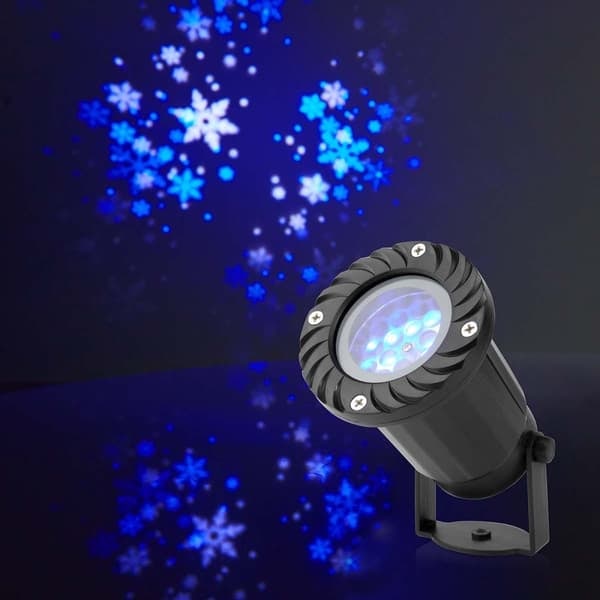 Dekorativt Lys | LED-projektor for snøfnugg | Hvite og blå iskrystaller | Innendørs eller Utendørs_NN