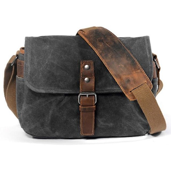 Retro Vandtæt kamerataske Mennesker Ingen mennesker Case Dslr Skuldertaske Til Sony Nikon Canon Canvas Mini Single Messenger Mænd Gray