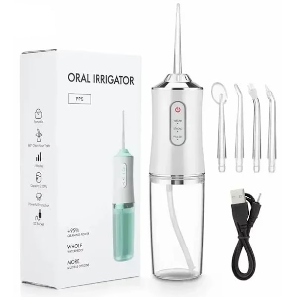 Dental Water Flosser Spotlight – Professionell och Bärbar Munstycksspolare för Friskare Vitare Tänder Vit Vit White