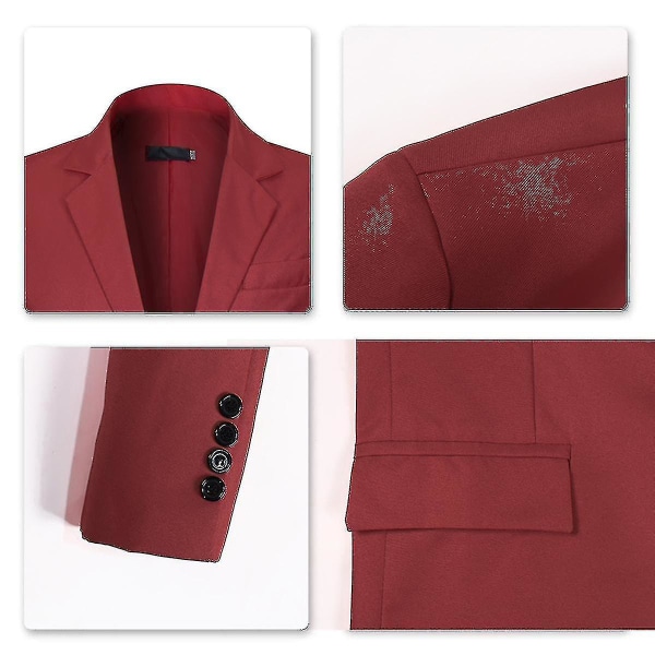 Kostymjacka för män Fit Business Casual Blazer V hög kvalitet 3XL Wine Red