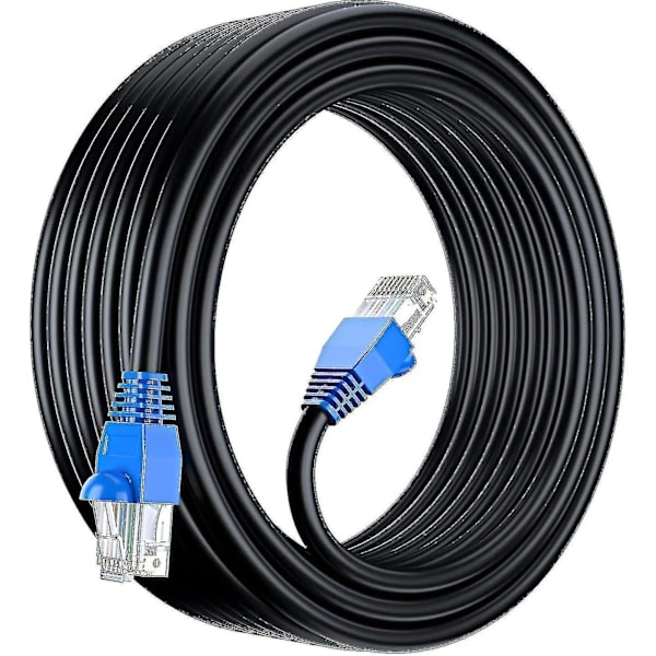 50m Cat6 Utendørs Vanntett Direktegravd Ethernet-Nettverkskabel - Utp - Cca - 550 Mhz - Svart 50 Meter-WELLNGS/NT/