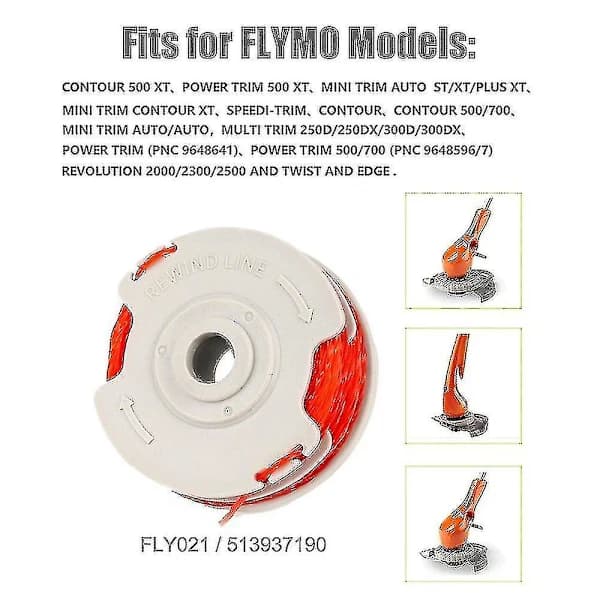 6-pakke Fly021 Trimmer Spole & Line Erstatning til Flymo