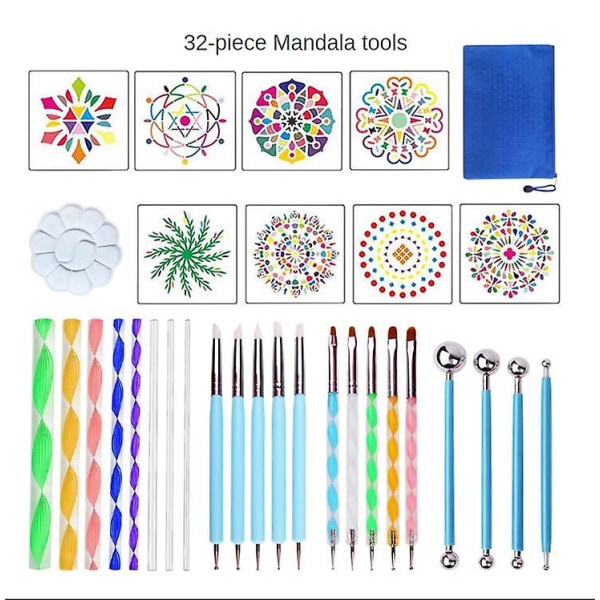 32st Mandala Dotting Tool Set, Mandala Painting Dotting Stencils Kit, Pen Ball Stylus Dotting Art Tools