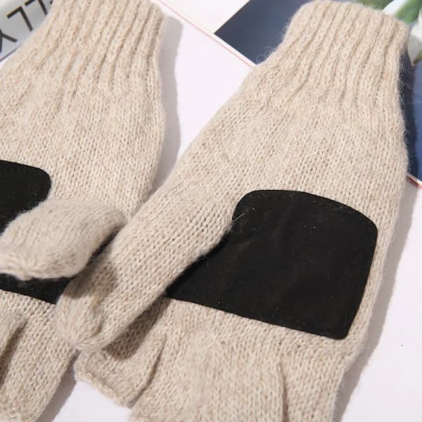 NA/1 par efterårs- og vinterhandsker i 50% uld, varme flannelhandsker til voksne