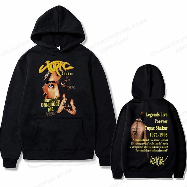 Tupac 2pac Hoodie Herr Dam Mode Luvtröjor Barn Hip Hop Luvtröjor Dam Svettningar Pojke Kappor Rapper Sweats 2XL black 12