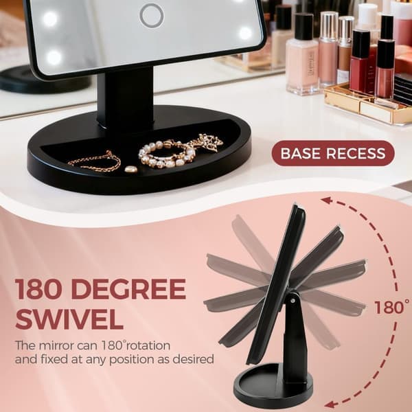 Makeup spejl - Belyst makeup spejl med LED-lys - sort