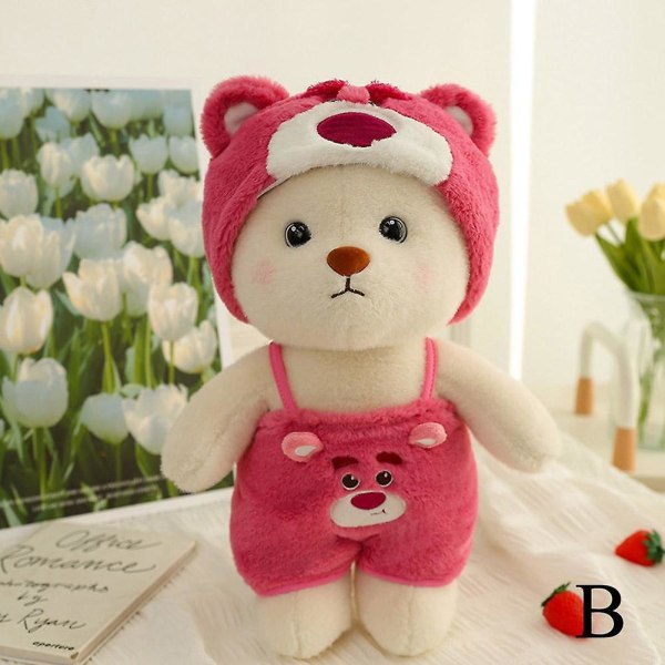 Söt Teddy Bear Teddy Toy, Cross-dressing, Heminredning, Vardagsrum, Present till flickvän Strawberry Bear 27Cm