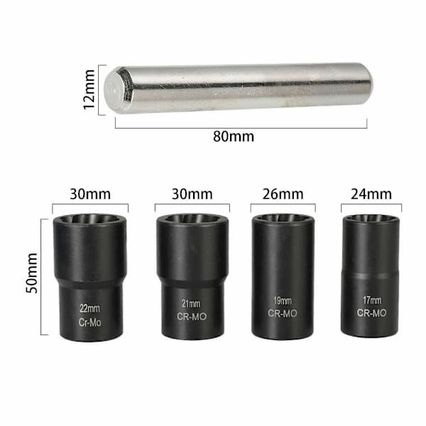 Mutterfjerner Sett Låsehjul Mutter Impact Twist Socket