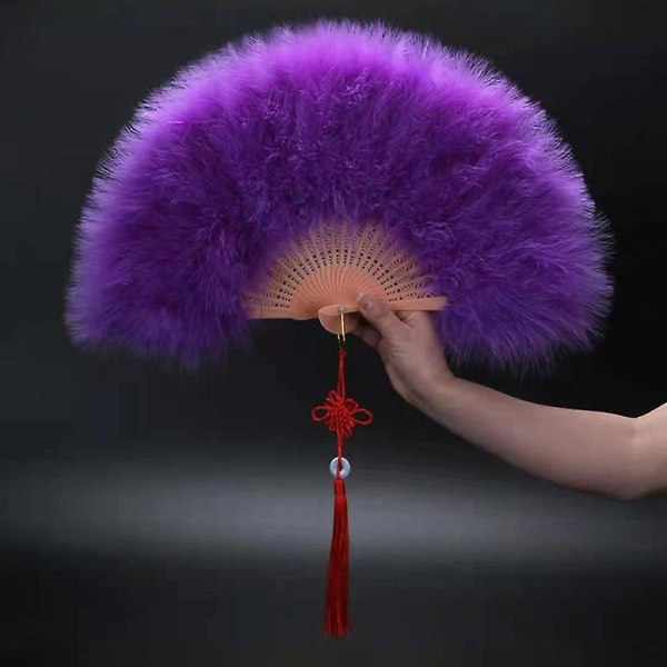 Feather Folding Fan Japanese Sweet Fairy Girl Gothic Court Dance Hand Fan one size Pink