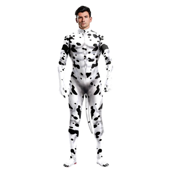 Dalmatiner Cosplay kostym för vuxna barn Djur Jumpsuit Halloween förklädnad karneval kostym XL