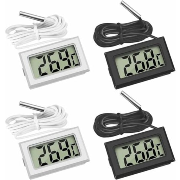 Mini Digital LCD Termometer Temperatur med Temperaturprobe Sensor Tester, Guazhuni (2X Sort 2X Hvid)/NC/