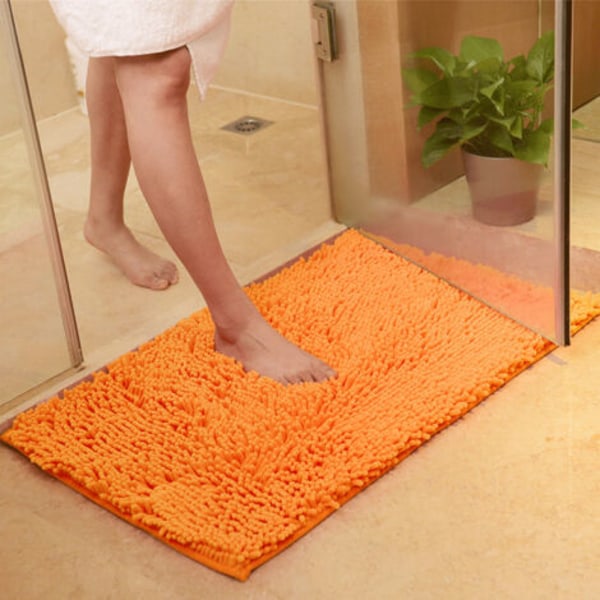 Ahlsen Badrumsmatta, Chenille, Superabsorberande, Halkfri, Bekväm, Badmatta, Badrumsmatta, Duschmatta (60 x 90 cm, Orange)/NC/