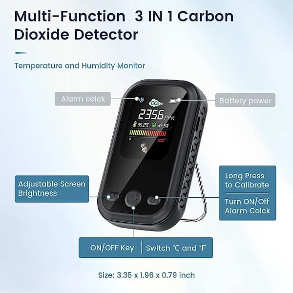 Mini CO2-detektor CO2-mätare Luftkvalitetsmonitor