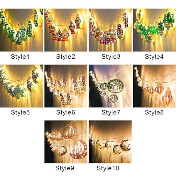 10LED Ramadan Dekor LED Lyslenke EID Mubarak Lykt