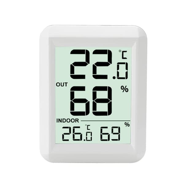 Trådlös termometer och hygrometer inomhus/utomhus Vit
